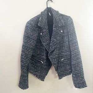 Free people tweed moto‎ jacket small